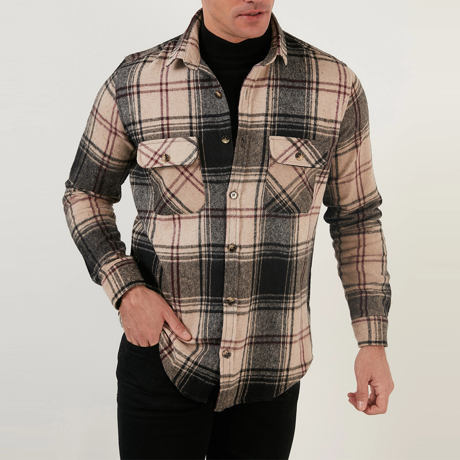 Plaid Double Pocket Lumberjack Shirt // Camel + Black (Small) - Buratti  Winter Shirting - Touch of Modern