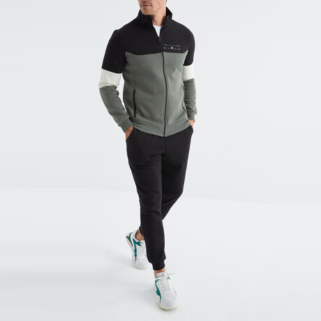 Print Detail Tracksuit // 2-Piece Set // Green Almond (S)