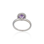 14K White Gold Diamond + Amethyst Ring // Ring Size: 7 // New
