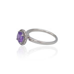 14K White Gold Diamond + Amethyst Ring // Ring Size: 7 // New