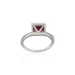 14K White Gold Diamond + Garnet Ring // Ring Size: 7 // New