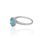 14K White Gold Diamond + Blue Topaz Ring // Ring Size: 7 // New