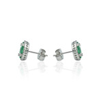 14K White Gold Diamond + Emerald Earrings // New