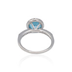 14K White Gold Diamond + Blue Topaz Ring // Ring Size: 7 // New