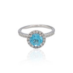 14K White Gold Diamond + Blue Topaz Ring // Ring Size: 7 // New