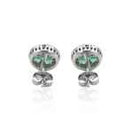 14K White Gold Diamond + Emerald Earrings // New