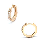 18K Yellow Gold Diamond Mini Hoop Earrings // New