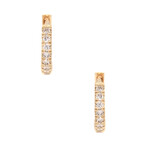 18K Yellow Gold Diamond Mini Hoop Earrings // New