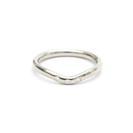 Tiffany & Co. // 18k White Gold + Diamond Curved Band Ring // Ring Size: 5.5 // Pre-Owned