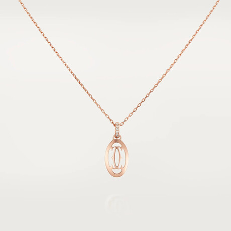 Cartier // 18k Rose Gold + Diamond Logo Necklace // 14.76"-15.94" // Store Display