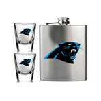 NFL Flask & Shot Glass Set // Carolina Panthers