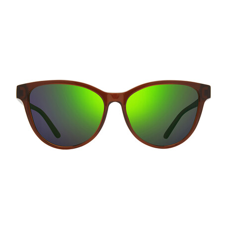 Revo // Women's Daphne Cat-Eye Sunglasses // Brown + Evergreen // New