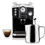 Lafeeca 19 Bar Espresso Coffee Machine + Milk Frother // Obsidian + Pitcher and Glass Combo