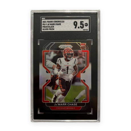 Ja'Marr Chase // 2021 Panini Chronicles Prizm Black Silver // Rookie Card // SGC 9.5 Mint+