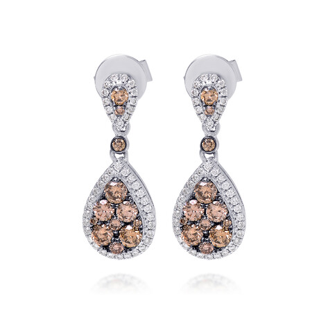 14K White Gold Diamond Drop Earrings // Store Display