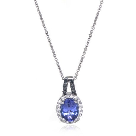 14k White Gold Diamond + Tanzanite Necklace // 18" // Store Display
