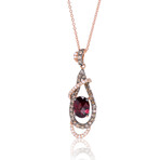 14K Strawberry Gold Diamond + Rhodolite Pendant Necklace // 18" // Store Display