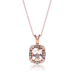14K Rose Gold  Morganite + Diamond Pendant Necklace // 18" // New