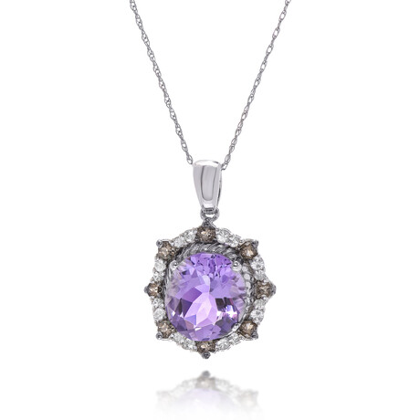 14K White Gold + Pink Amethyst Necklace // 18" // Store Display