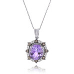 14K White Gold + Pink Amethyst Necklace // 18" // Store Display