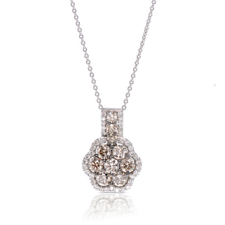 14K White Gold Diamond Pendant Necklace // 16" // Store Display