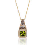 14K Yellow Gold Diamond + Peridot Pendant Necklace // 18" // Store Display