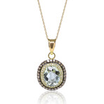 14K Green Gold Diamond + Green Quartz Pendant Necklace // 18" // Store Display
