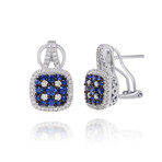14K White Gold Diamond + Sapphire Drop Earrings // Store Display