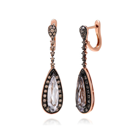 14K Strawberry Gold Diamond + Pink Amethyst Drop Earrings // Store Display