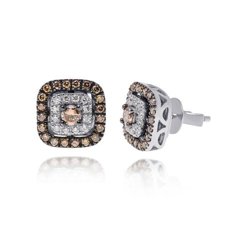 14K White Gold Diamond Stud Earrings // Store Display