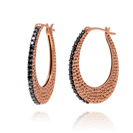 14K Strawberry Gold Diamond Hoop Earrings // 7.8g // Store Display