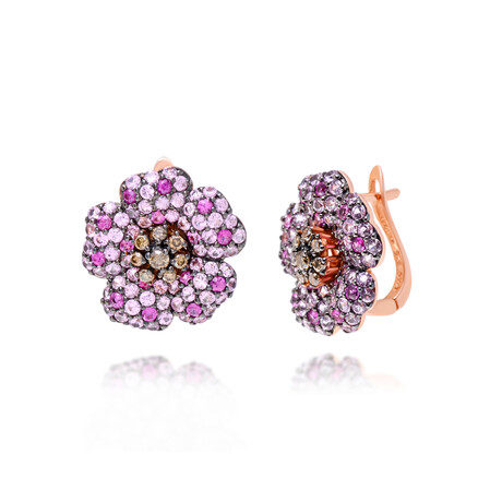 14K Strawberry Gold Diamond + Pink Sapphire Drop Earrings // Store Display