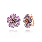14K Strawberry Gold Diamond + Pink Sapphire Drop Earrings // Store Display