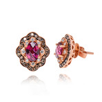 14K Strawberry Gold Diamond + Rhodolite Stud Earrings // Store Display