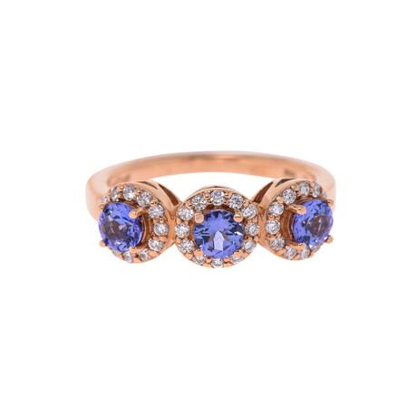 14K Rose Gold Diamond + Tanzanite Ring // Ring Size: 7 // New