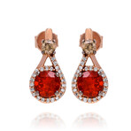 14K Rose Gold Diamond + Fire Opal Drop Earrings // Store Display