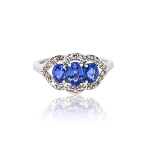14K White Gold Diamond + Sapphire Ring // Ring Size: 7 // Store Display