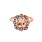 14K Rose Gold Diamond + Morganite Ring // Ring Size: 7 // New