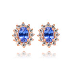 14K Strawberry Gold Diamond + Ceylon Sapphire Stud Earrings // Store Display