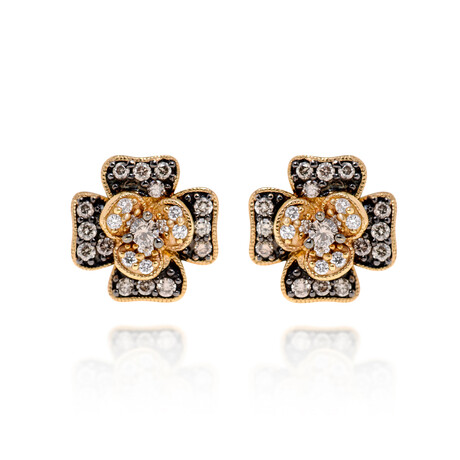 14K Yellow Gold Diamond Stud Earrings // Store Display