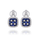 14K White Gold Diamond + Sapphire Drop Earrings // Store Display