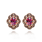 14K Strawberry Gold Diamond + Rhodolite Stud Earrings // Store Display