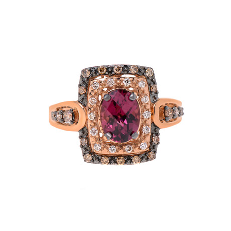 14K Strawberry Gold Diamond Rhodolite Ring // Ring Size: 6.75 // Store Display