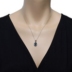 14K White Gold Diamond + Blue Topaz Pendant Necklace // 18" // Store Display
