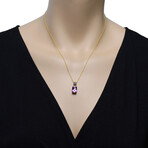 14K Yellow Gold Diamond + Amethyst Pendant Necklace // 18" // Store Display