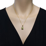 14K Yellow Gold Diamond + Peridot Pendant Necklace // 18" // Store Display