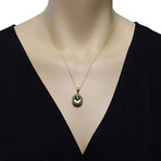 14K Green Gold Diamond + Green Quartz Pendant Necklace // 18" // Store Display