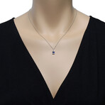 14K White Gold Diamond + Sapphire Pendant Necklace // 18" // Store Display