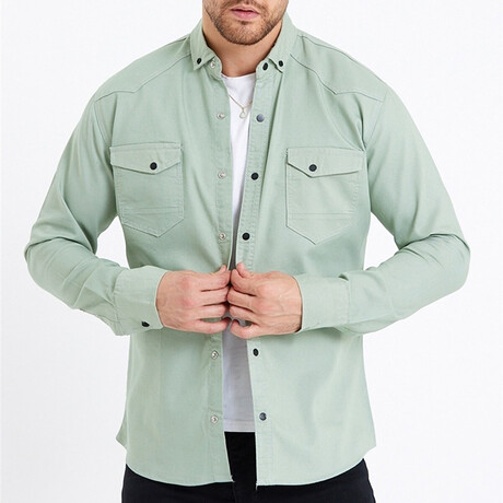 Solid Flannel Shirt // Mint Green (XS)
