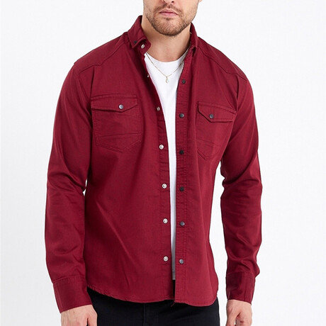 Solid Flannel Shirt // Burgundy (XS)
